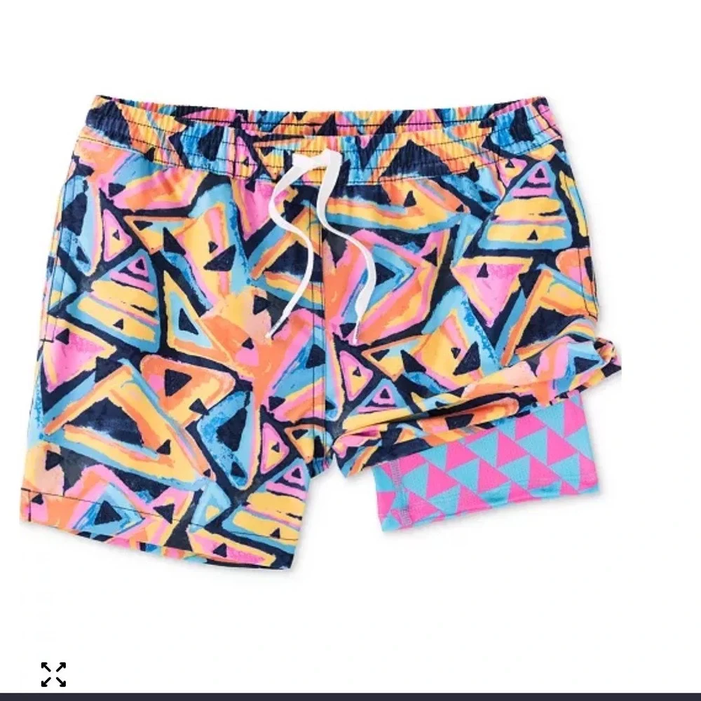 Chubbies The Exploding Nachos Mens XXL Swim Trunks 5.5 Inseam 2-in-1 Liner Neon